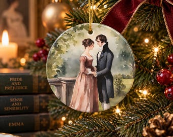 Regency Christmas Ornament, Jane Austen Inspired Gift, Pride and Prejudice Ornament, Darcy Elizabeth Gift, Literary Christmas Decor