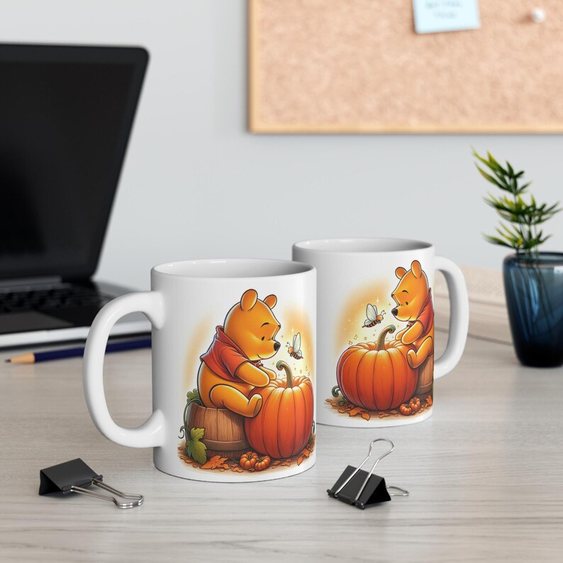 Winnie the Pooh Pumpkin Mug, Fall Decor, Cozy Home, Gift for Pumpkin Lovers, Halloween Coffee Cup, Cute Autumn Mug