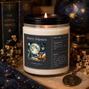 Little Prince, Fairytale, Fox, Nursery, Story,  Scented Soy Candle, 9oz, Moon, Stars, Gift