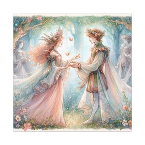 Canvas Wall Art, Midsummers Night Dream Fairy Tale Decor, Romantic Gifts, Fantasy Print, Magical Home Decor, Shakespeare Art, Multi-Size