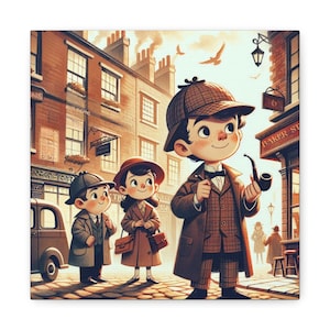 Canvas Print, Sherlock Holmes & Watson, Sir Arthur Conan Doyle, Matte Wall Art, Detective Decor, Literary Gift