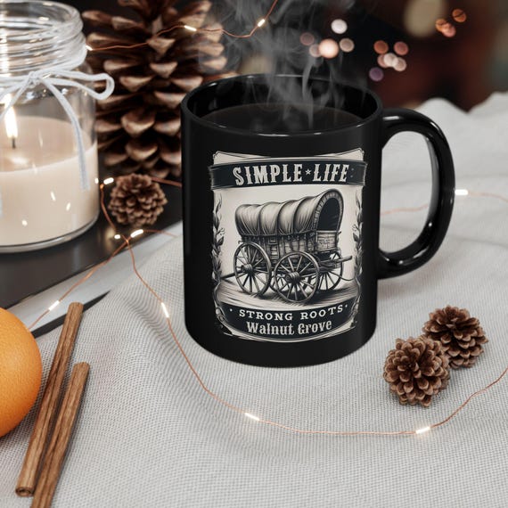 Rustic Black Coffee Mug: Wagon Design, Country Home Decor - Etsy Israel