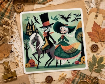 Adesivos de Halloween de Sleepy Hollow: Decoração de Outono com o divertido Ichabod Crane