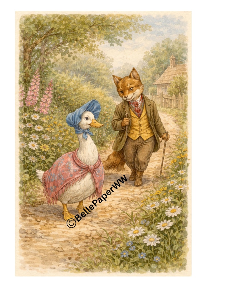 Jemima Puddle-duck Printable Wall Art | Vintage Storybook | Beatrix ...