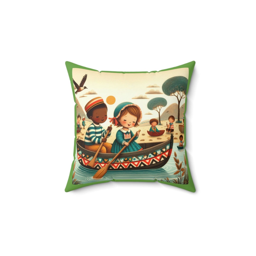 Africa, Afrikaans, Row Row Your Boat, Square Pillow, Nursery Rhyme