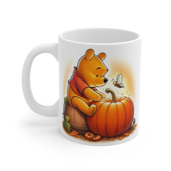 Winnie the Pooh Pumpkin Mug, Fall Halloween Coffee Cup