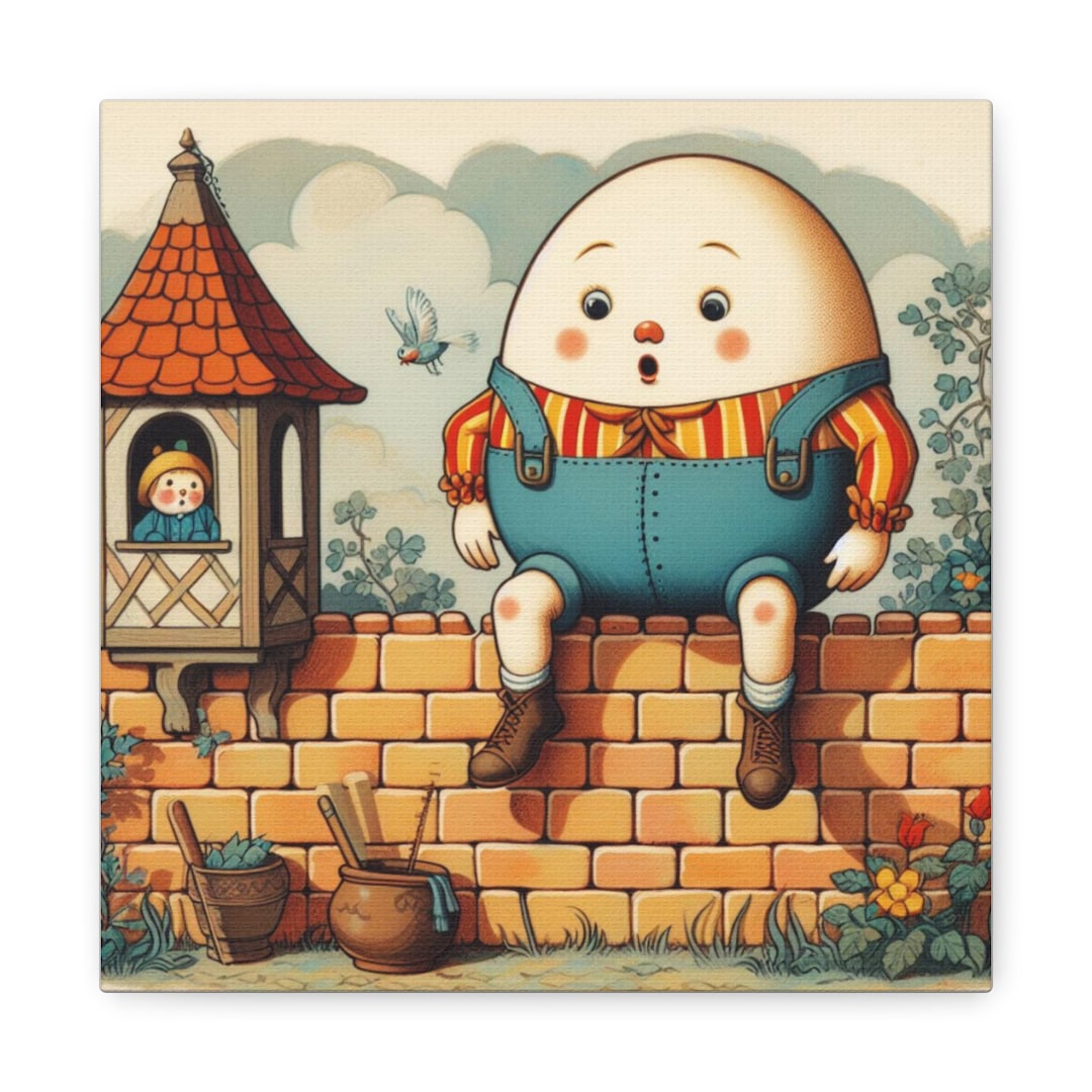 Humpty Dumpty Matte Canvas Art: Nursery Rhyme Book Nook Decor - Etsy