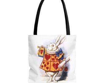 Alice in Wonderland, White Rabbit, Tote Bag, Writer, Gift