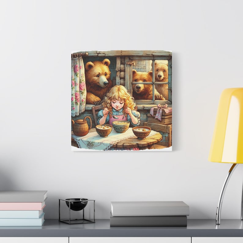 Goldilocks and the Three Bears Canvas Art: Fairy Tale Nursery Decor - Etsy