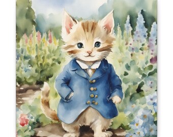 Beatrix Potter Tom Kitten Matte Canvas Wall Art, Library, Book Nook, Nursery