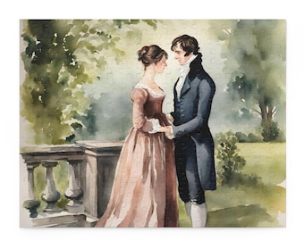 Pride and Prejudice Puzzle, Jane Austen Gift, Regency Era Literary Puzzle, Austenite Book Lover Gift, 120 252 500 Piece Puzzle