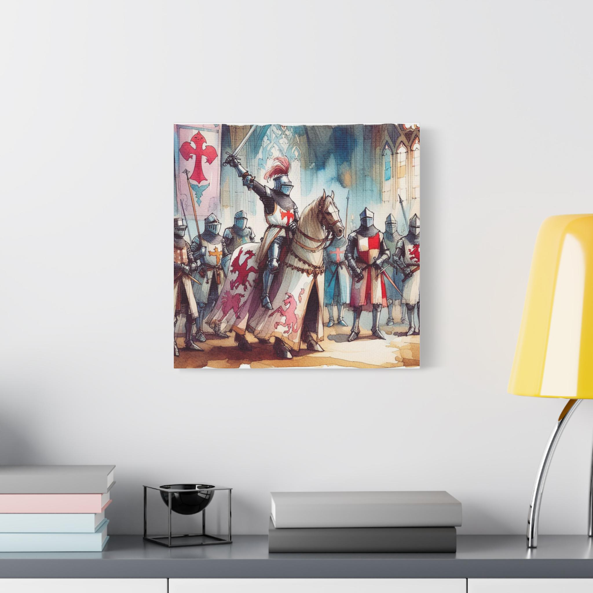 Tableau Sur Toile 'Les Chevaliers De La Table Ronde' - Dimensions 30x45 Cm - Neuf Sans Marque