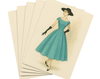 Naipes de moda de los años 50 / Baraja de póker de alta costura parisina vintage