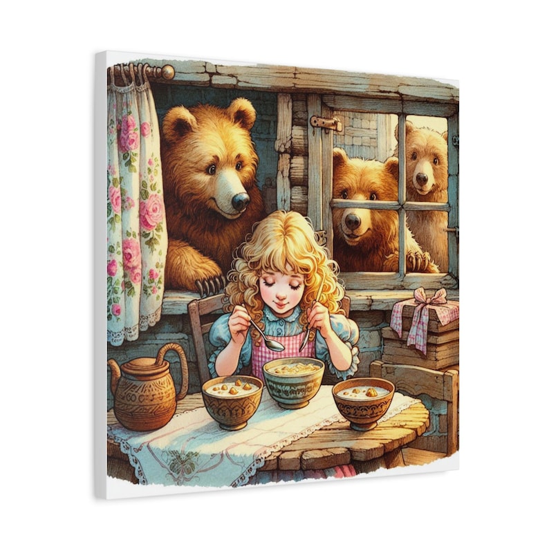 Goldilocks and the Three Bears Canvas Art: Fairy Tale Nursery Decor - Etsy