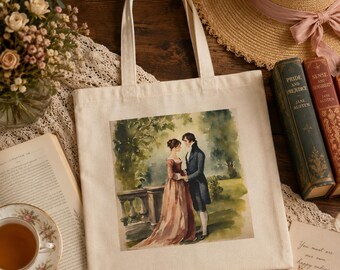 Jane Austen-tygväska, Stolthet och fördom-present, Regency-romanväska, litterär tygväska för bokälskare