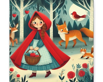 Little Red Riding Hood Canvas Print: Fairytale Nursery Wall Art