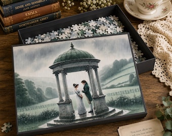 Pride and Prejudice Puzzle, Jane Austen Gift, Mr Darcy & Elizabeth Bennet Jigsaw Puzzle, Bookish Literary Gift for Readers