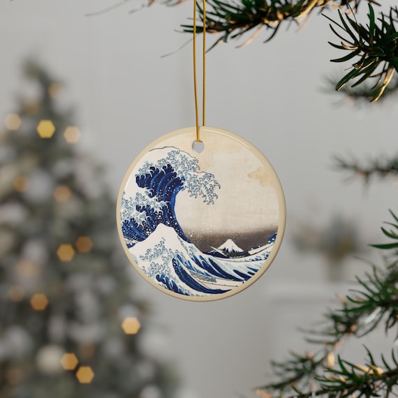 日本の陶芸アート：北斎の波模様のクリスマスデコレーション - Etsy 日本