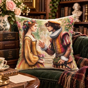 Taming of the Shrew Pillow, Shakespeare Literary Decor, Katherine Petruchio Pillow, Book Nook Decor, English Teacher Gift, Library Accent