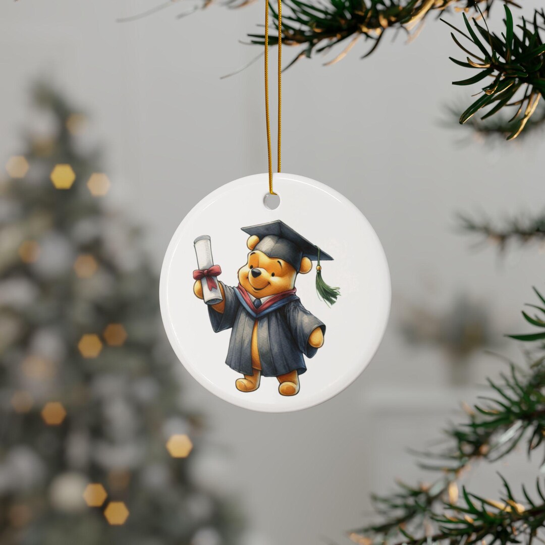 くまのプーさん 卒業記念ベア 陶器製オーナメント：記念品ギフト
