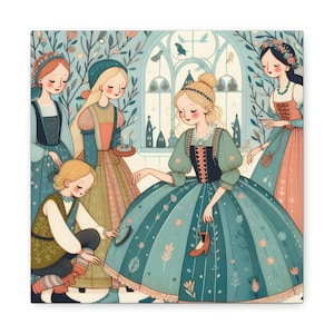 Wall Art Canvas, Cinderella Fairy Tale Nursery Decor, Matte Stretched 1 25