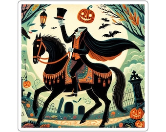Pegatina del Jinete sin Cabeza de Sleepy Hollow: Decoración de Halloween