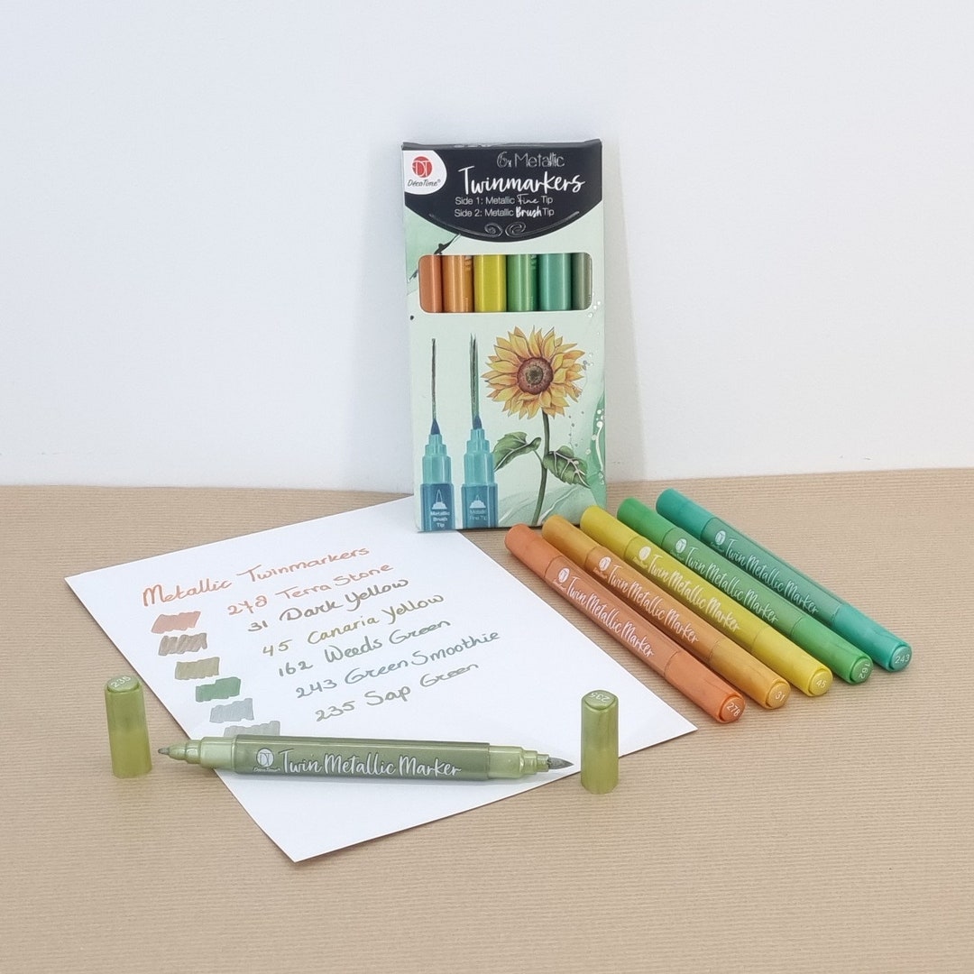6x Metallic Twin Markers Decotime Give Some Metallic Colour to Your