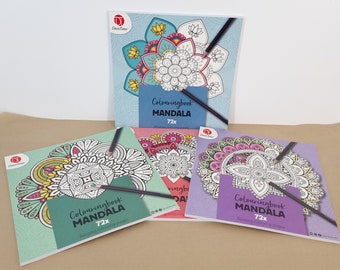 Idéal pour se détendre ! Lot de 4 livres à colorier à couverture souple avec 72 dessins. Trouvez votre zen avec ce livre de coloriage de mandalas.