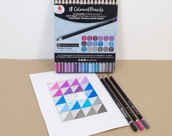 18 premium coloured pencils from Decotime. Soft point for optimal colour transfer. Ergonomic triangle shap design.