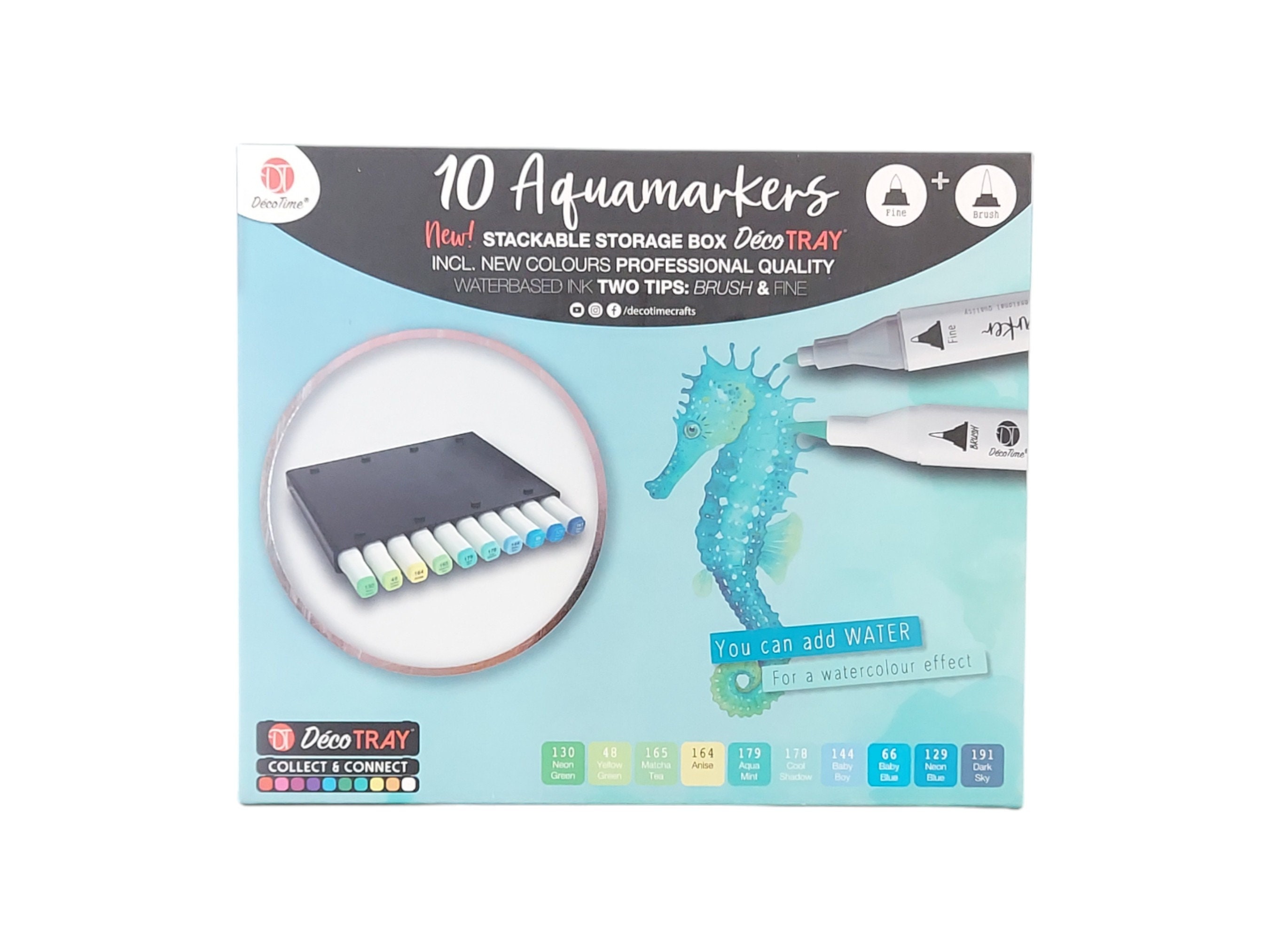 Decotime Aqua Markers 10 Aquamarkers With A Fine A Brush Tip By