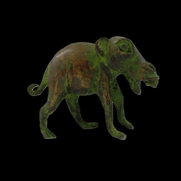 Statuette africaine en bronze ancienne hippopotame Nigeria - Livraison internationale possible : Me contacter