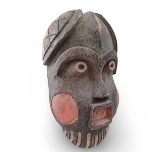 Bamileke mask Cameroon polychrome H 33 cm African art tribal Ethnic Vintage mask wood handcrafted African sculpture