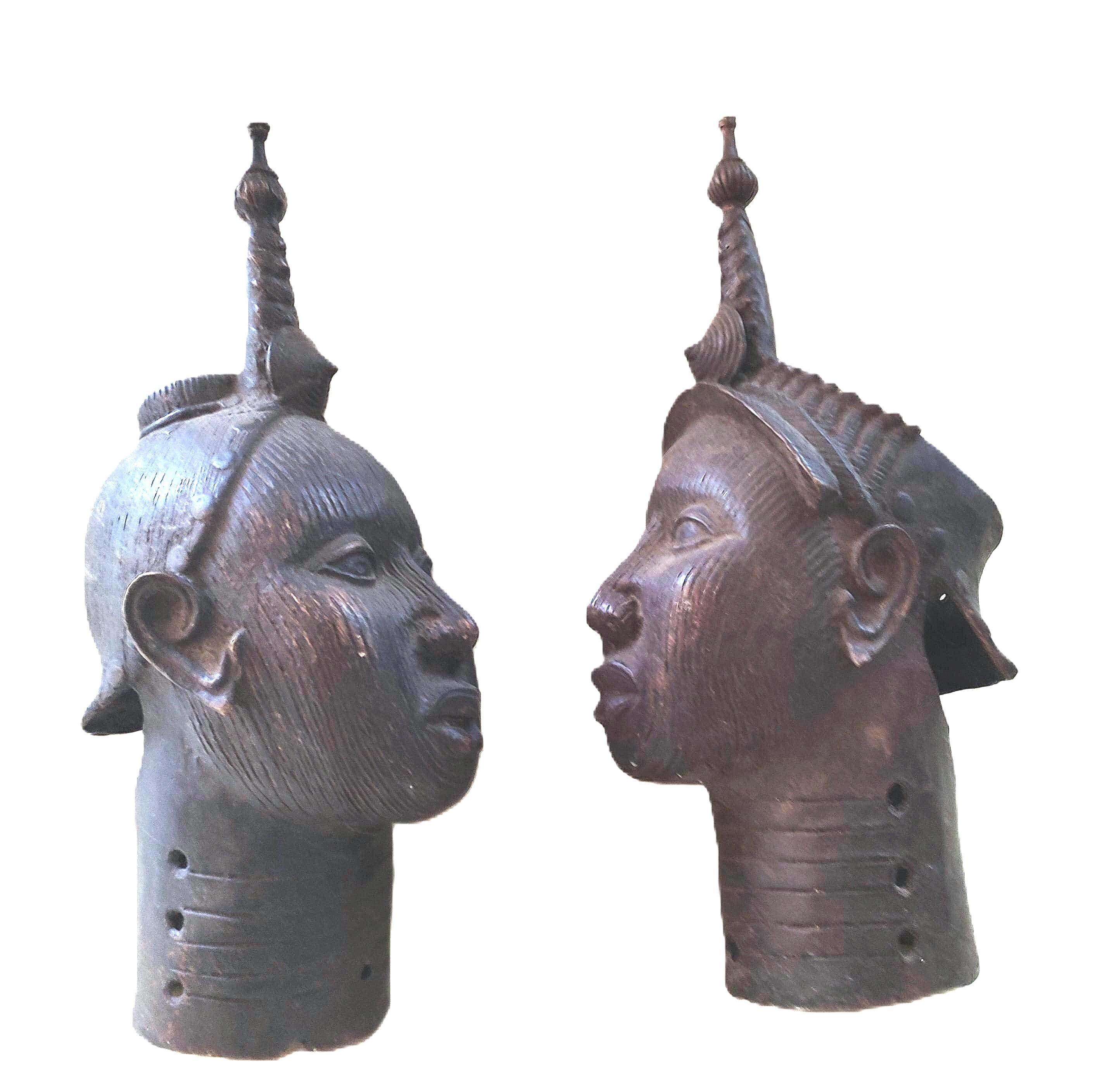 Romain antique Bronze Tête de canard zoomorphe et double