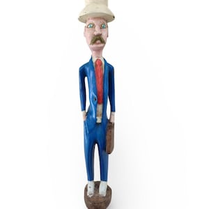 Rare large vintage settler statue with European face Baoulé from Ivory Coast H 59cm African art African sculpture handmade