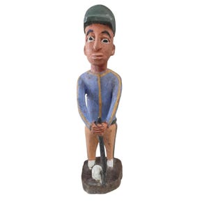 Vintage Baoulé Golfer Colonist Statue from Ivory Coast H 43 cm African Tribal Art African Sculpture Handcrafted