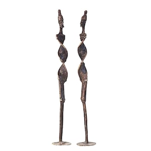Bronzestatuetten Dogon Mali Paar Höhe 45 cm Afrikanische Stammeskunst Vintage afrikanische Bronzeskulptur handgefertigt