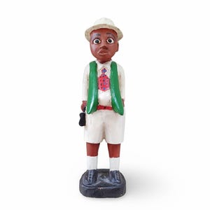 Statue eines alten Baoulé-Siedlers aus der Elfenbeinküste H 44 cm Afrikanische Kunst Stammesethnie Afrikanische Skulptur handgefertigt