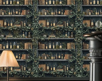 Witch Wallpaper Gothic Vintage Dark Moody Funky, Witchcraft Apothecary & Witchy Botanical Design, Dark Academia: The Tab