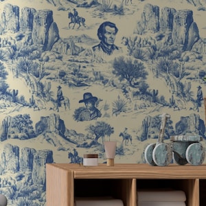 Western Cowboy Country Wallpaper, Wild West Funky Vintage Design, Boho Rodeo Horse Cacti Nature Desert: The Colt
