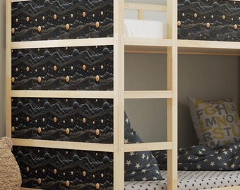 Ikea Kura sängdekal - Night Sky Montessori småbarnssängklistermärken, rumsdekor golvram, skalbar och klistra - Soar