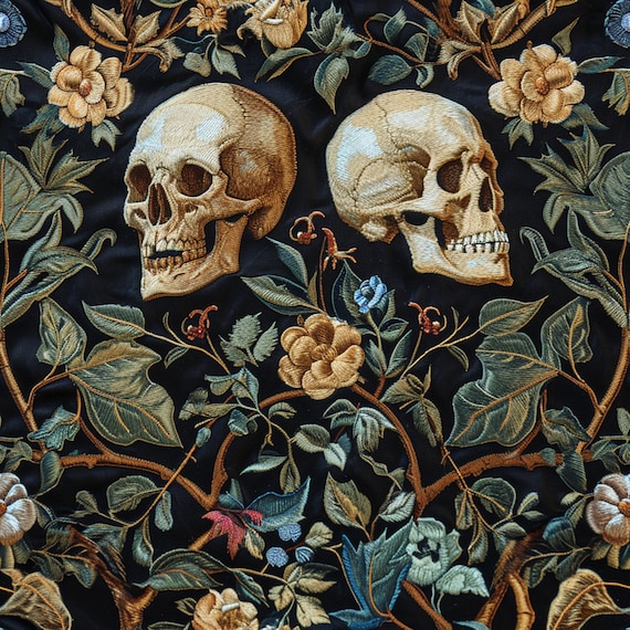 Skull Wallpaper - Dark Funky Wallpaper - William Morris Skull and