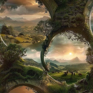 Bookish Middle Earth Wallpaper, Scenic Shire Adventure Lord of Power Hobbiton Cozy Reading Nook, Book Lover Fellowship - The Rings