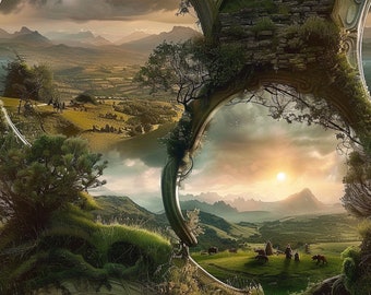 Bookish Middle Earth Wallpaper, Scenic Shire Adventure Lord of Power Hobbiton Cozy Reading Nook, Book Lover Fellowship - The Rings