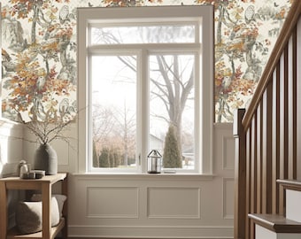 Barn Owl Woodland Wallpaper, Vintage Forest Boho Woods, Funky Neutral Country Animal Forest Bird of Prey - The Tripp