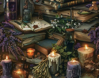 Witch Wallpaper Gothic Vintage Candle Crystal Wicca Funky, Witchcraft Apothecary & Witchy Design, Dark Academia: The Ollie