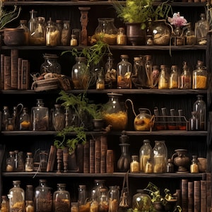 Witch Wallpaper - Witchy Vintage Wallpaper with Dark Funky Apothecary & Botanical Design, Dark Academia: The Sadie - Quick Ship!