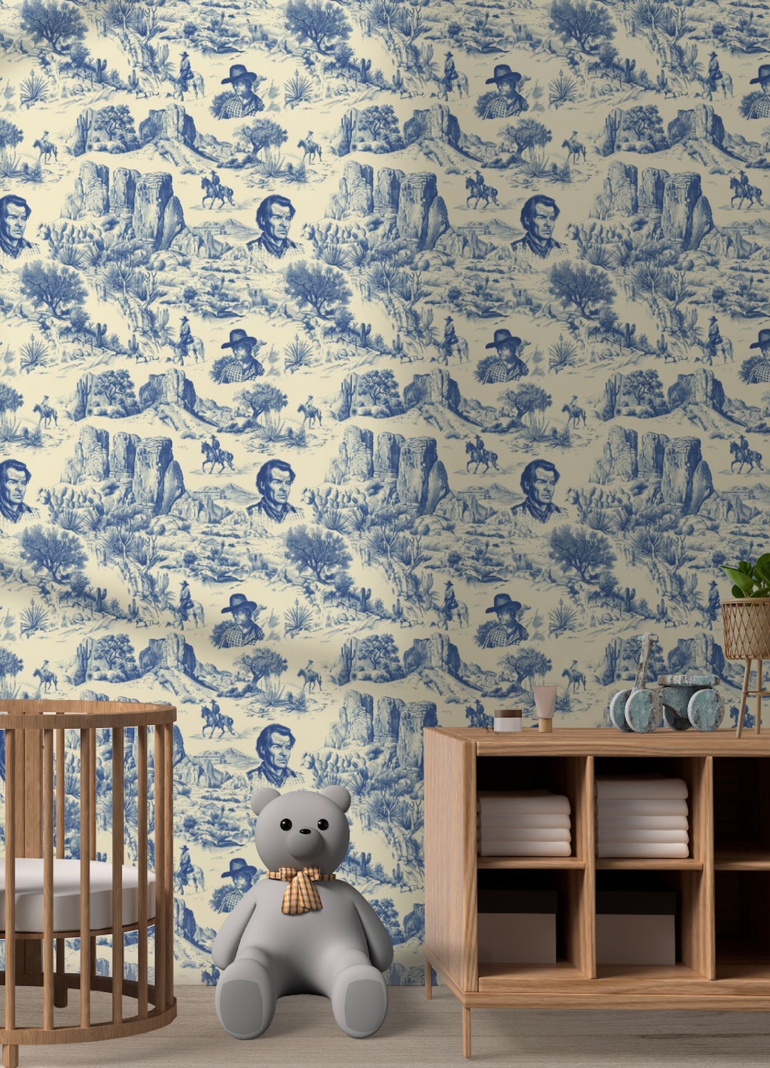 Western Cowboy Country Wallpaper, Wild West Funky Vintage Design, Boho ...