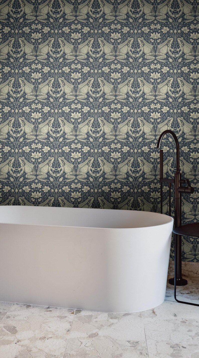 Transform your space with our Frog Wallpaper, seamlessly blending vintage Victorian charm with captivating frog patterns. Immerse yourself in Victorian garden ambiance that our dark frog wallpaper effortlessly creates.