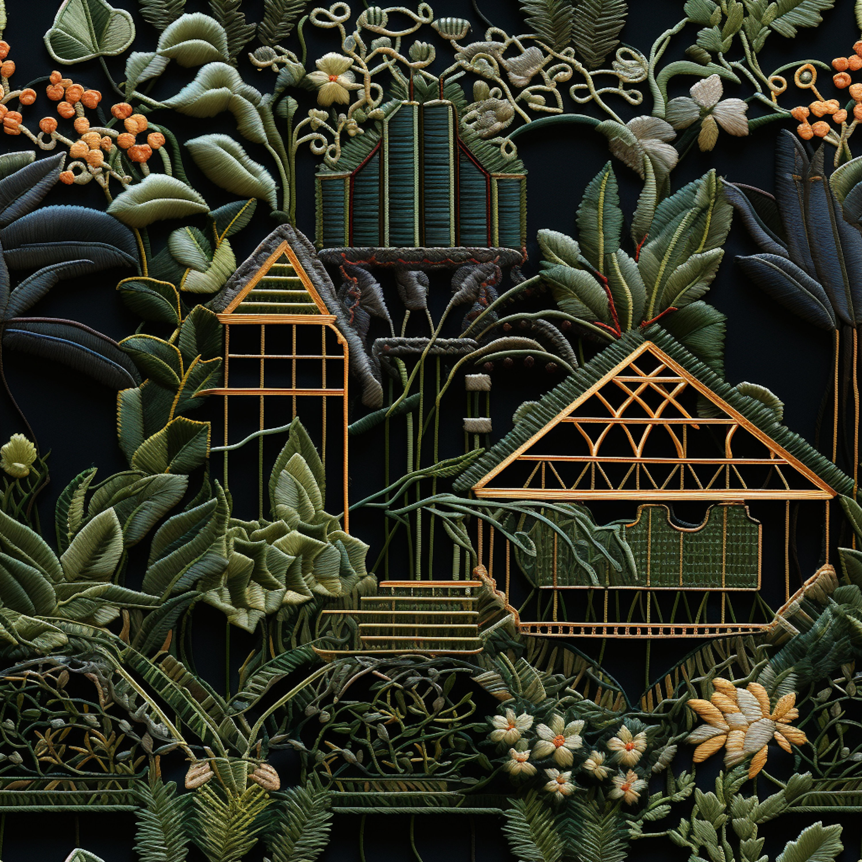 Victorian Greenhouse Dark Wallpaper, Moody Green Botany Garden Plant ...