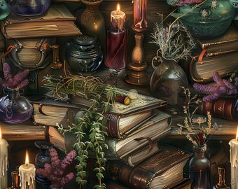 Witch Wallpaper Gothic Vintage Candle Crystal Wicca Funky, Witchcraft Apothecary & Witchy Design, Dark Academia: The Bete